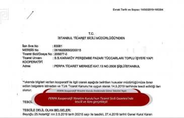 PERPA Kooperatifi Yönetim Kurulu Aralarında Görev Taksimi Yaptı